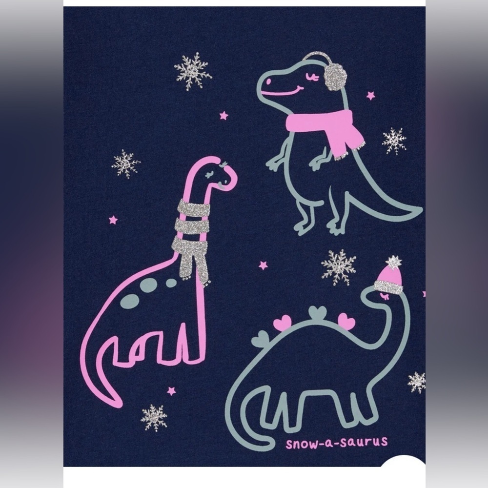 Carter’s Toddler Girl Dino/Dinosaur Winter Graphic Long Sleeve T-Shirt 3T NWT - Picture 2 of 4